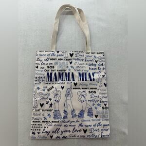 NWOT Mamma Mia Musical 15”x13” ABBA Canvas Tote Bag with 11” Drop Handles